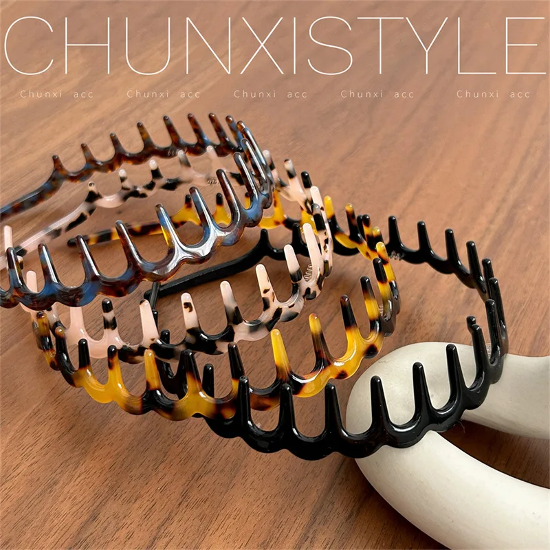 

Acetate Wave U Shape Tooth Comb Headband for Women High Skull Top Design Comfortable Non Tight Hair Hoop Fluffy Hair Accessories