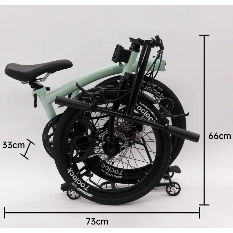 【Best-selling】Fashion MINT Folding Bicycle 20inch 9speed Disc Brake Foldable High Quality Steel Frame T9D-20D Tri-folding Bike