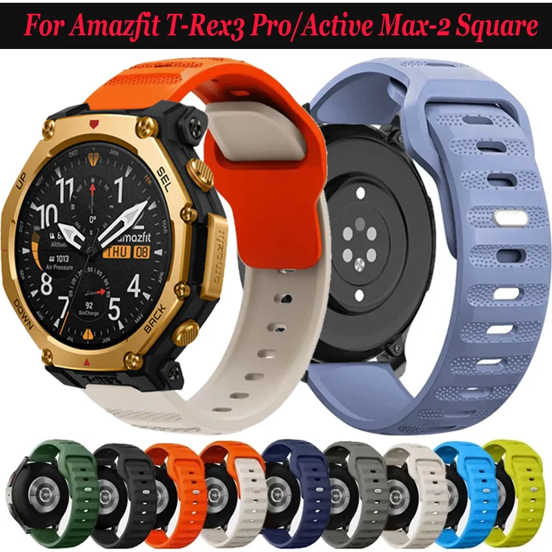 22mm 20mm Sport-Silikonarmband für Amazfit T-Rex3 Pro 48mm 44mm/Active Max-2 Square Fashion Armband Amazfit Balance 2/Bip 6-5