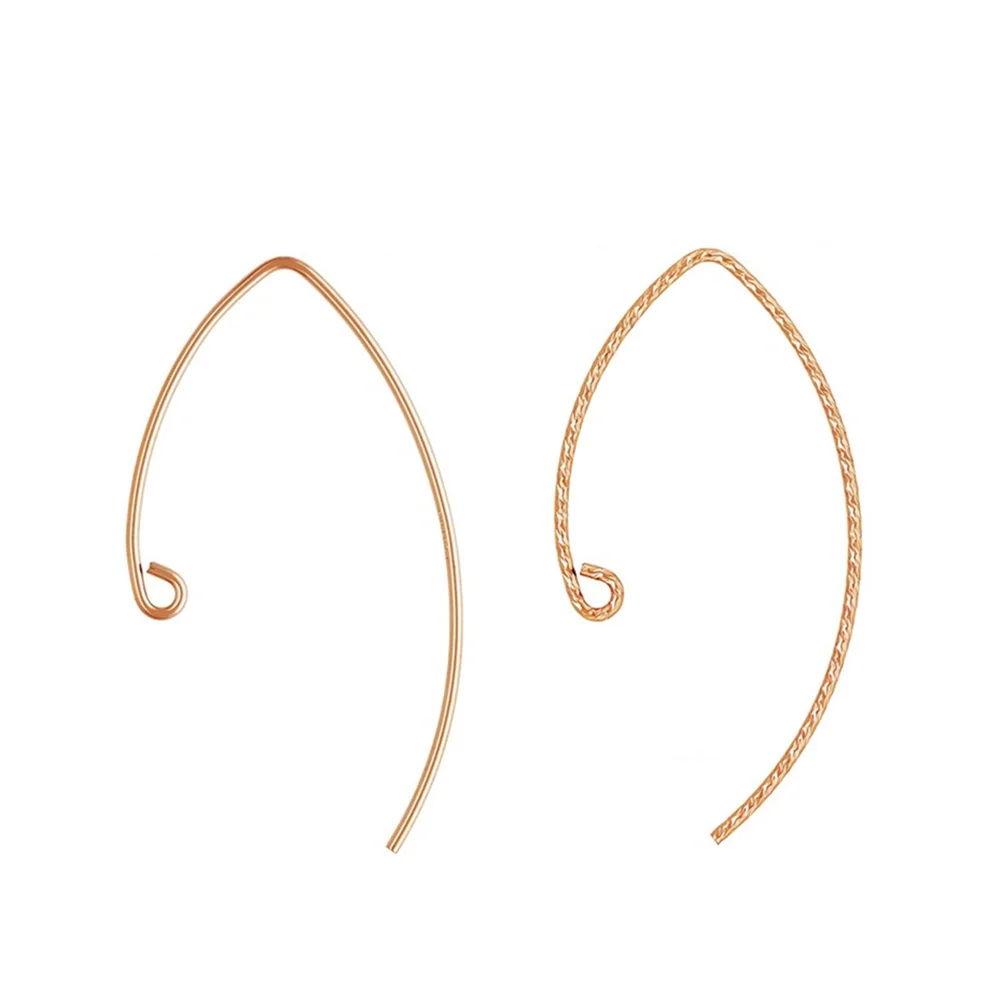 

2 Pairs 14K Rose Gold Filled Plain or Sparkle V Ear Wire Hooks for Earring Jewelry Making