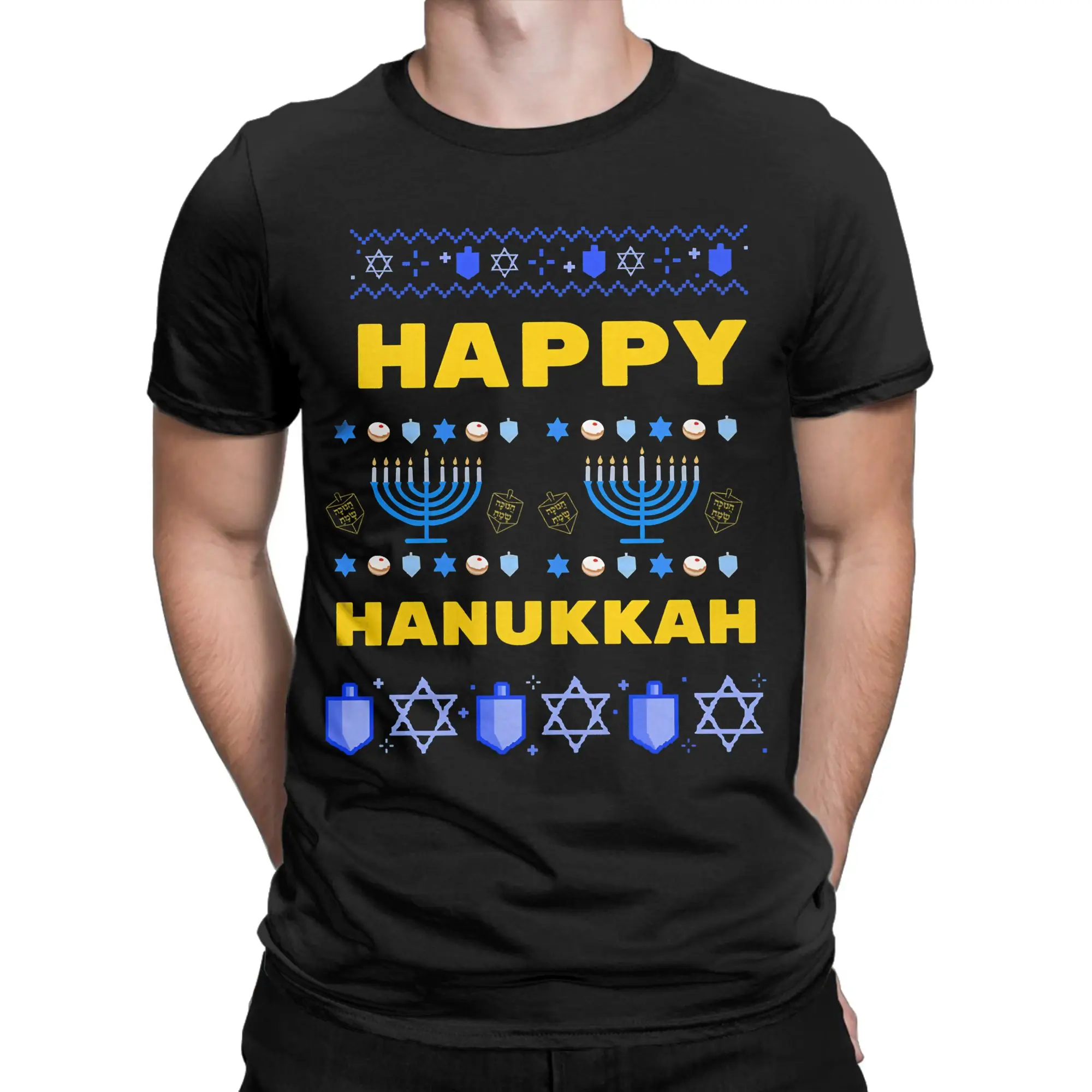 Hanukkah Menorah Candle T-Shirts Men Women Chanukah Vintage Cotton Tee Shirt Crewneck Short Sleeve T Shirts New Arrival Tops