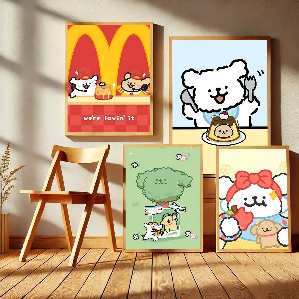 Cartoon Cute Maltese Dog Classic Vintage Posters Whitepaper Prints Posters Artwork Kawaii Room Decor