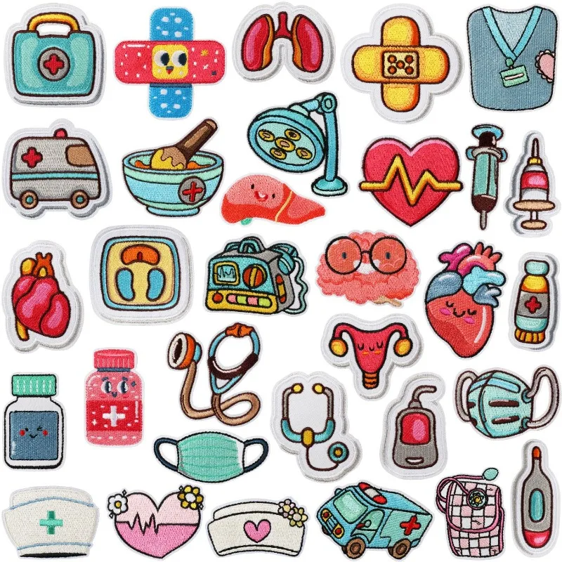 Cute Medical Nurse Hospital Doctor Medical Iron-on Sew Embroidery Badge Patch DIY T-shirt Hat Backpack Clothing Applique Sticker