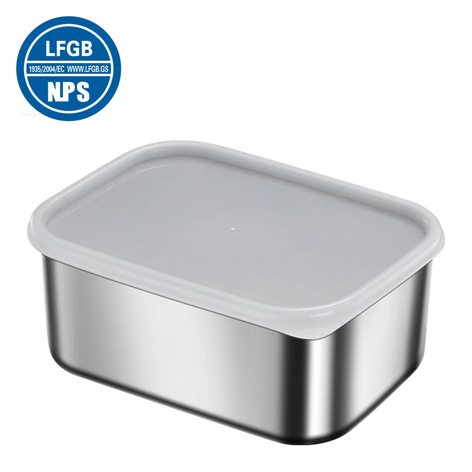 LFGB Certificated 316L Stainless Steel Food Storage Box 99.9% Anti-bacterial Fridge Vegetable Meat Container for Preservation