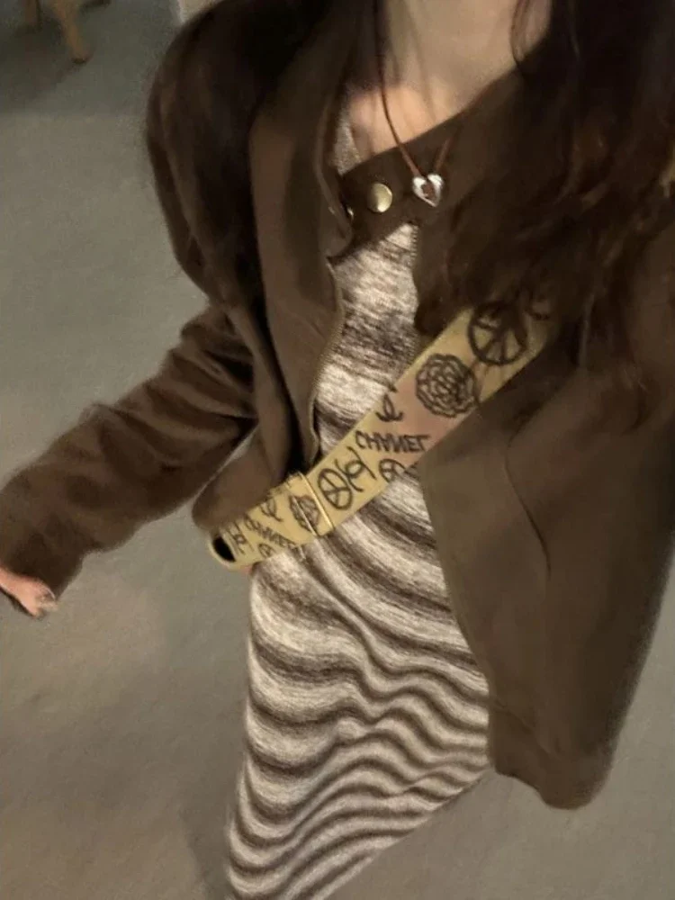 Dresses Women Knitting Cozy Ins Sleeveless Autumn Gentle Cool Fashionable Ulzzang Leisure Long Vestidos Harajuku Y2k Streetwear