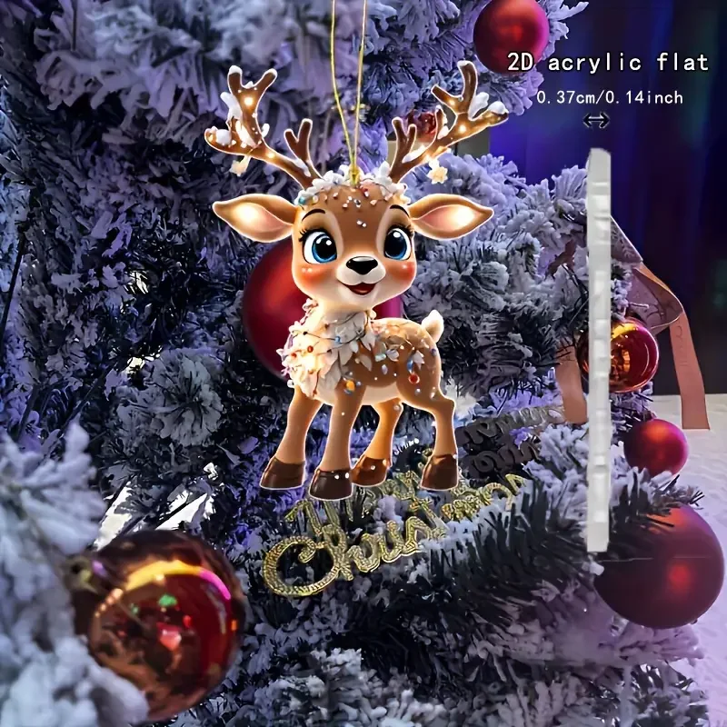 1 piece of charming acrylic reindeer baby - perfect for car and tree decora, ideal holiday gift, suitable for Christmas and more
