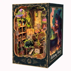 DIY Book Nook Alchemy Diary Wooden Miniature Model Kit With Light Bookend 3D Puzzle Bookshelf Home Decor Friends Birthday Gifts