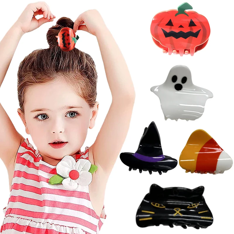 

Oaoleer Halloween Girls Hair Claws Clips Cute Pumpkin Witch Hat Cat Hair Crab Clamps Women Hair Grips Headdress Hair Accessories