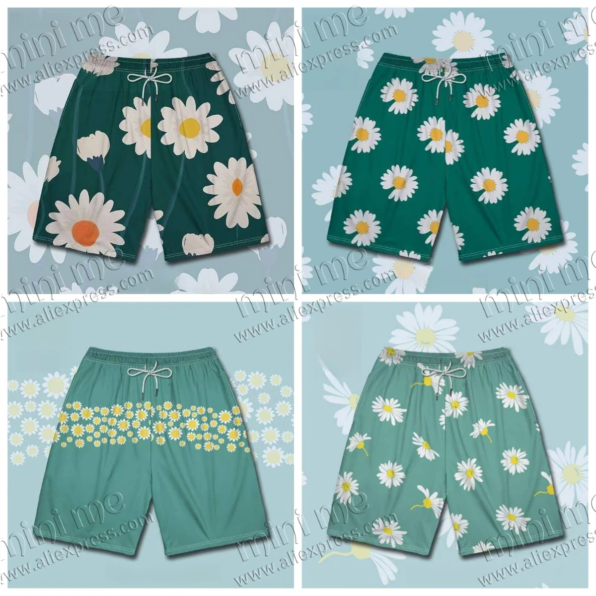 

2025 Hot-selling New Japanese Trend Daisy 3D Printing Pattern Outdoor Leisure Sports Fast-drying Men's and Women's Shorts