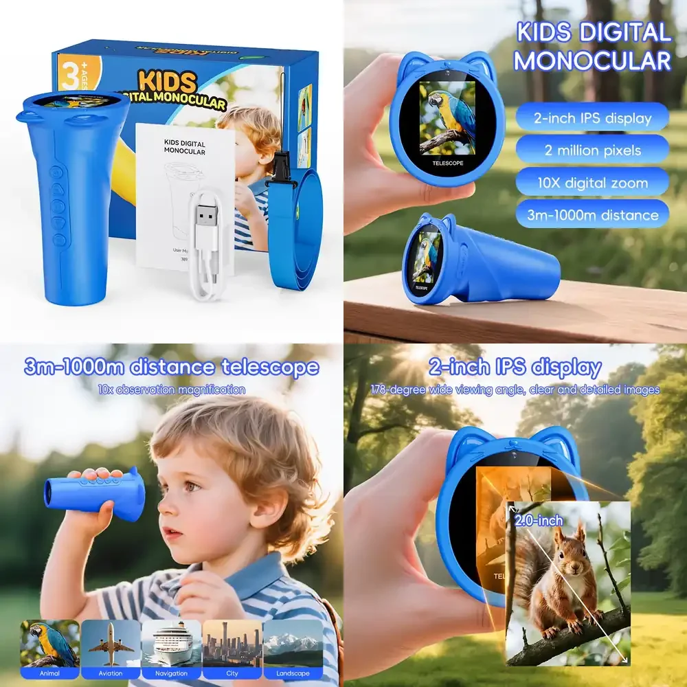 

Christmas Gifts Educational Handheld Spyglass Telescope with 2 Inch Screen Monocular Toy for Kids