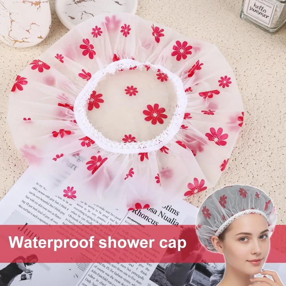 قبعة استحمام للاستعمال مرة واحدة، قبعة حمام مقاومة للماء من البولي إيثيلين للنساء والصالونات، كبيرة جدًا وسميكة، للاستحمام والمطبخ والسفر #1