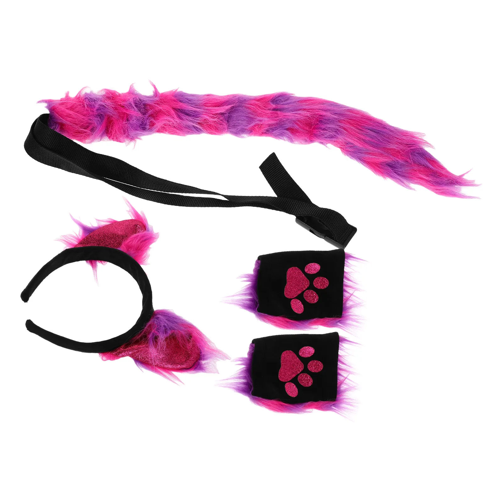 

1 Set Cat Ears Headband Gloves Cute Tail Costume Props Women Carnival Party Cosplay Animal Outfit Ultra Soft Adjustable Festival