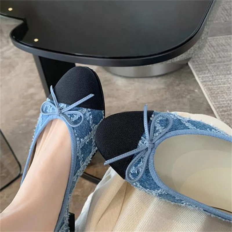 Butterfly-knot Shoes for Ladies Ballet Flat Heels Round Toes Chaussures Femme Mixed Colors Female Bow-tied Shallow Zapatos Mujer