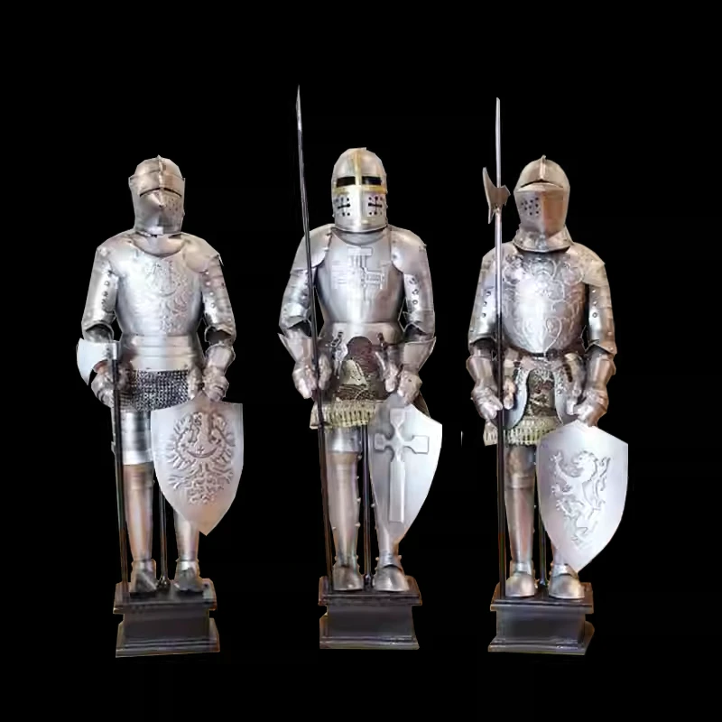 Medieval Iron Armor for Desktop Decoration, Roman Knight Model, Retro European Style, Restaurant Decoration
