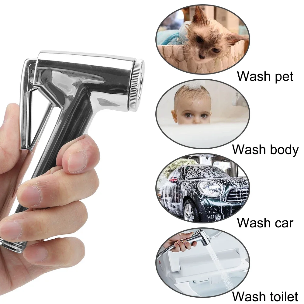 Home Wash Bidet Sprayer Set Accessories Car Hand Held Easy Install ABS Pet Toilet Bathroom Shower Diaper Cleaning Hose Holder
