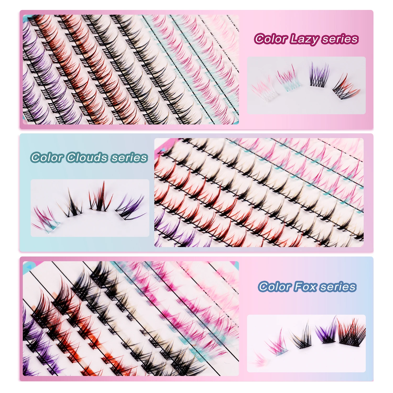

Color DIY Segmented Cluster Lashes Natural Soft Ombre Color Cluster Lashes DIY Eyelash for Cosplay Festival Makeup Party Beauty