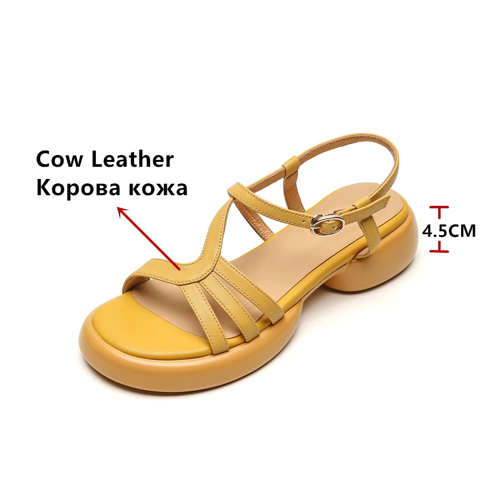 FEDONAS 2024 Fashion Women Sandals Genuine Leather Round Heels Summer Casual Shoes Woman Soft Leather Comfort Sandals Shoes