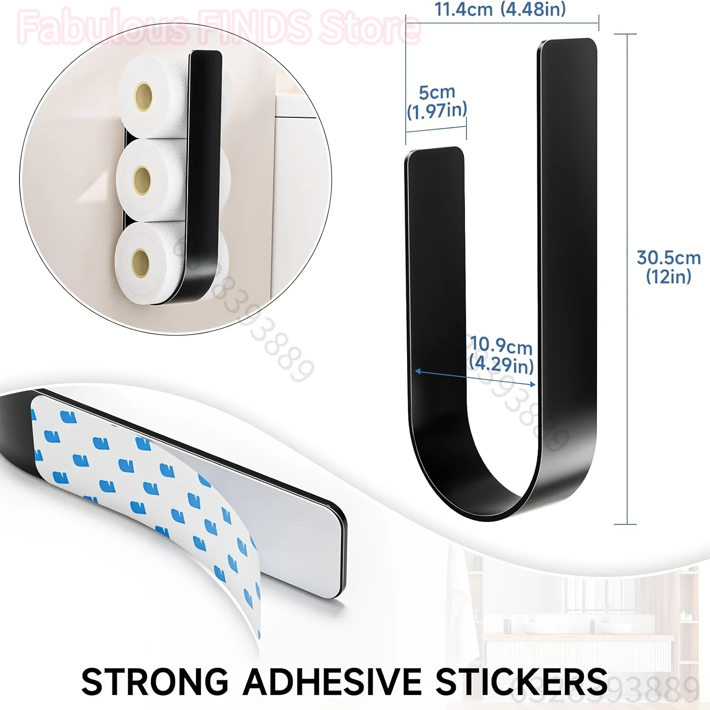 Porte-papier hygiénique mural, métal noir, design peu encombrant, adapté aux salles de bains et aux cuisines, support métallique durable