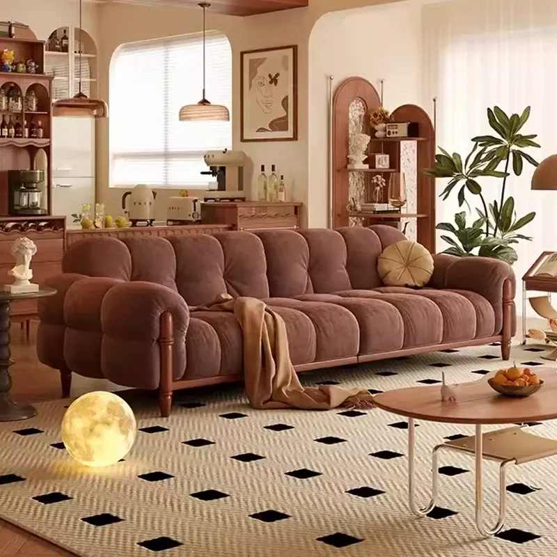 Retro Piano Key Fabric Sofa Dark Green 3 Seater Couch for Living Room Cream Style Modern Home Furniture