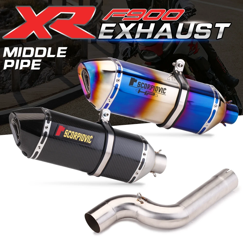 Motorcycle Exhaust Escape Systems Modify 51mm Interface Mid Link Pipe Fit For F900R F900XR F 900 R XR Tube 2020-2024