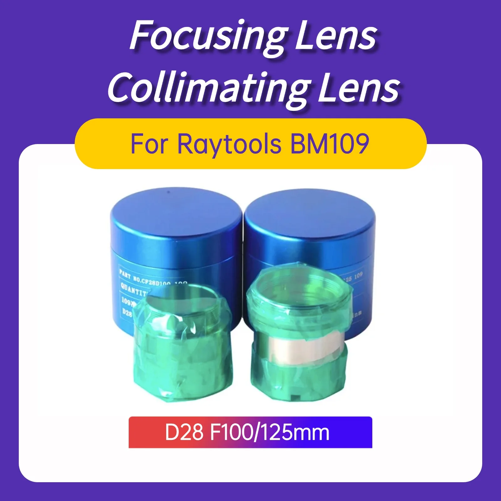 Header Raytools BM109 Collimating & Focusing Lens D28 F100 F125mm with Lens Holder For Raytools Laser Cutting Head BM109