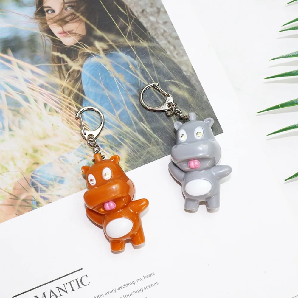 Keychain Mini Moo Deng Key Ring Luminiferous Waterproof Bouncing Pig Mu Dang Doll Plastic Popular Dwarf Hippo Pendant Daily