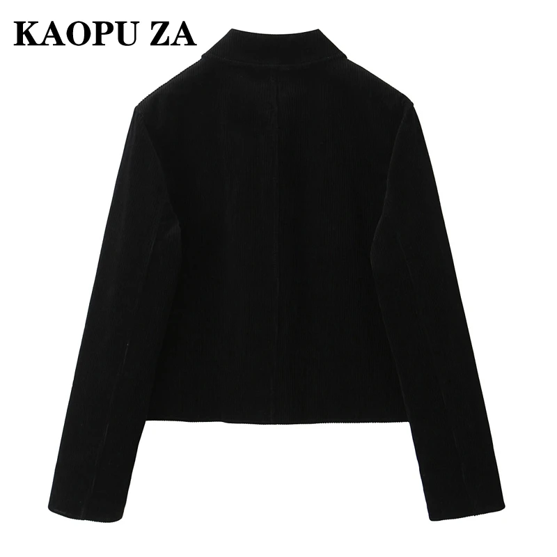 KAOPU ZA 2024 Winter Woman American style Coat Commuting Autumn Female Long Sleeve Turn-down Collar Outerwear Keep warm Jacket