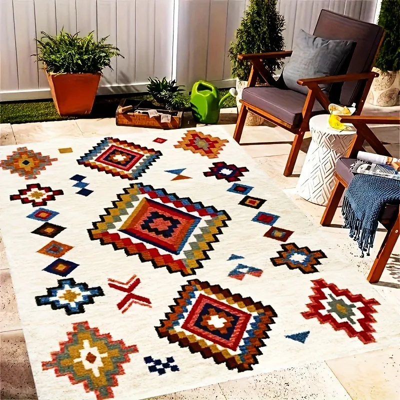 

Persian Vintage Style Carpet Living Room Decorative Bedroom Moroccan Leisure Carpet Floor Mat Bedside Rugs Floor Mats