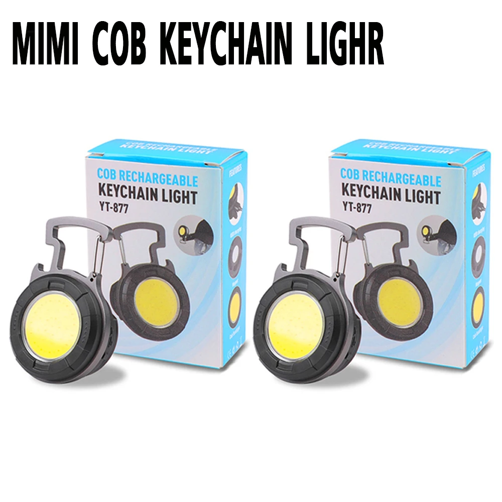 Portable COB Keychain Flashlight Mini Work Lights Floodlight Type-C Rechargeable Bottle Opener Outdoor Camping Light