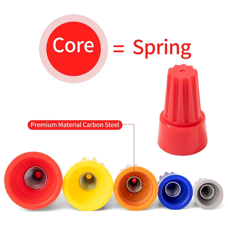 50pcs Colorful Wire Connector Caps Electrical Insulated Insert Twist Terminal Wire Nuts Spring End Screw Cap Assortment Kit