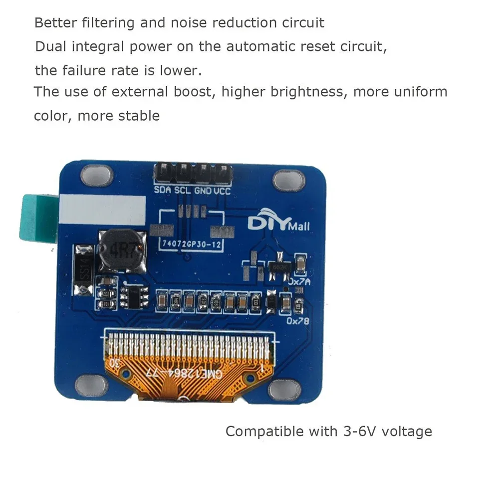 0.96/1.3Inch OLED Display Module 128x64 Yellow Blue I2C Serial Screen Compatible with Arduino Board Home Office Setup Essentials