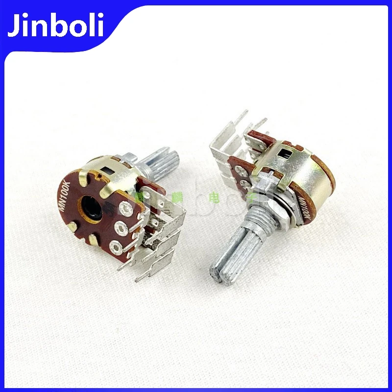 1PCS 16 Type Double Potentiometer MN100K With Center Positioning Power Amplifier Left And Right Channel Balance