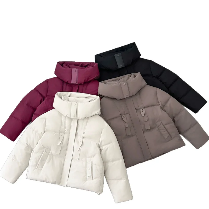 2025 Fashion Winter Women's Cotton-padded Jacket Hooded Parkas Short Coat Student Thick Warm Outerwear Streetwear Loose Jackets