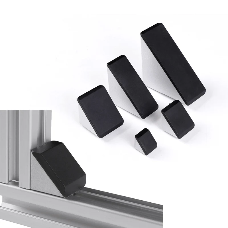 10pcs 2020 3030 4040 3060 4080 Corner Bracket Fitting Black Angle Aluminum Connector with Cap For Industrial  Profile