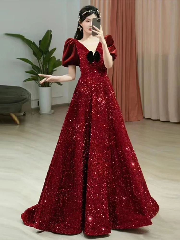 

Red Wedding Dr Long Evening Gown for Women Engagement Par Princ Sle Sequin Dr Ele Sensation New 2026 Model