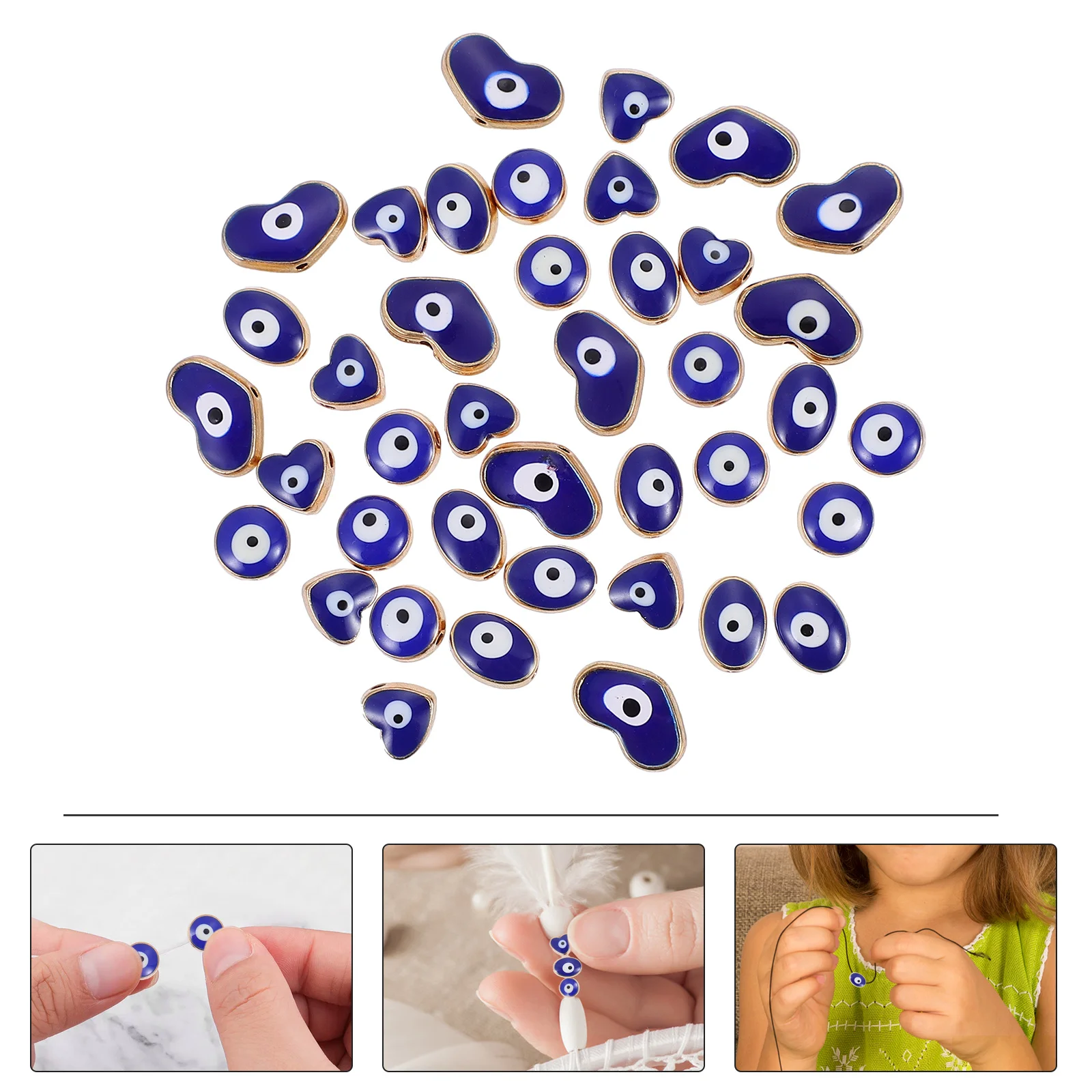 

40pcs Alloy Diy Evil Eye Beads Blue Evil Eyes Pendant Jewelry Making Decor For Necklace Bracelet Earring Handmade Accessories