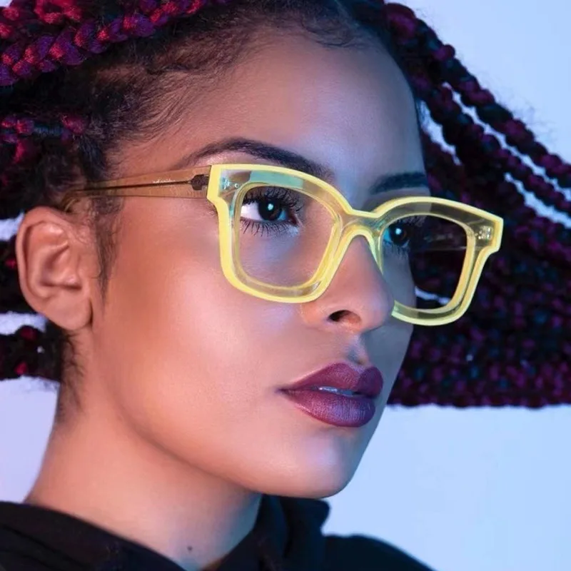 Mode Fluoreszierende Grüne Platz Frauen Lesebrille TR90 Anti-blau Licht Brillen Marke Designer Vintage Männer Presbyopie