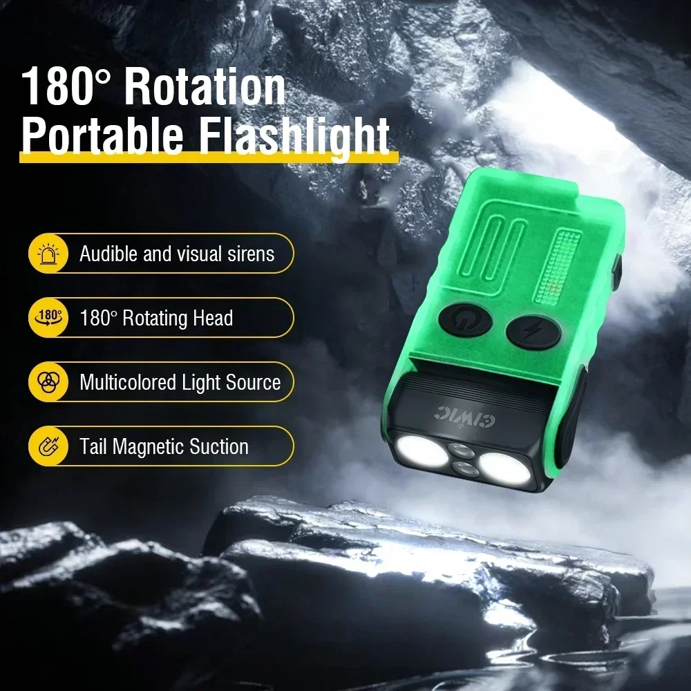 BALDR V20 LED EDC Flashlight Portable Mini Keychain Torch USB Rechargeable Work Light with Magnet Clip Camping Pocket Lantern