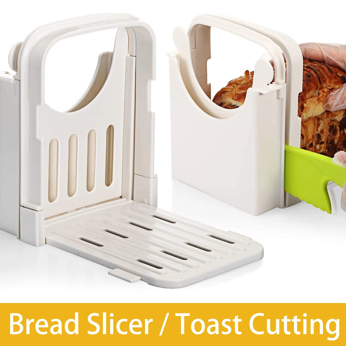 Foldable Bread Slicer Toast Slicer Tool Adjustable Toast Loaf Slicing Machine Bread Cutting Guide for Homemade Bread Baking Tool