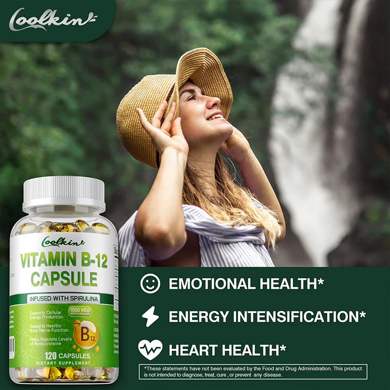 Vitamin B12 Capsules - Methylcobalamin Supplement for Mind, Energy, Brain, Mood, Heart Support