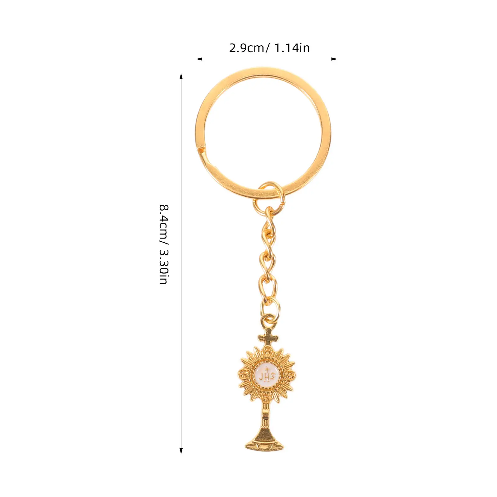 10pcs Religious Metal Keychains – Cross, Monstrance Design for Baptism, First Communion, Party Souvenir & Keepsake