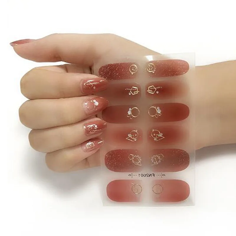 5D 드릴 네일 매니큐어 스티커 데칼 방수 전체 커버 완료 가짜 네일 랩 팁 DIY 네일 스트립 새해 드롭 배송