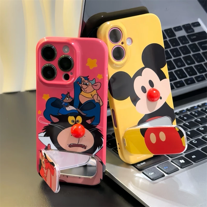 Фуксия Big Face Cat Disney Чехол для телефона с принтом Микки Мауса для iPhone 16, 15, 14, 13, 12, 11 Pro Max XR XS Max 7 8, защитный чехол