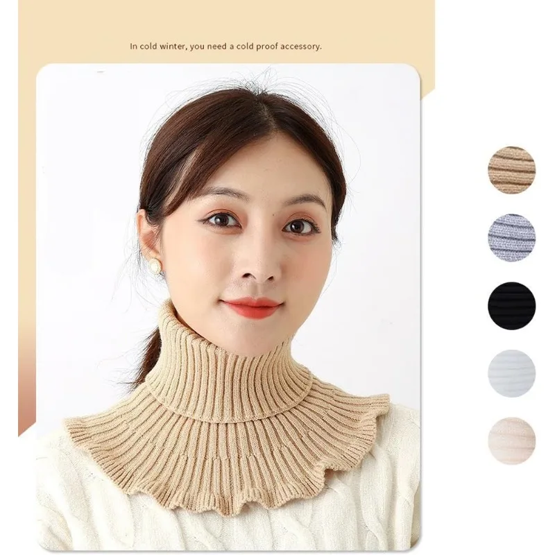 Warm Knitted Fake Collar Woolen Women Turtleneck Knitted False Fake Collar Detachable Neck Scarf Thicken Windproof Fake Collars