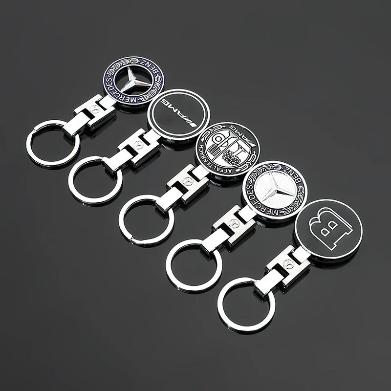 Metal Car Keychain Pendant Double sided Key Ring for Mercedes Benz New B/C/E Class A Class C200L GLC GLK New CLA GLA