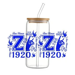 Zeta Phi Beta Sorority ZFB Prinred UV DTF nadrukowana naklejka na szklanka puszka wodoodporna 11x24cm 16oz naklejki