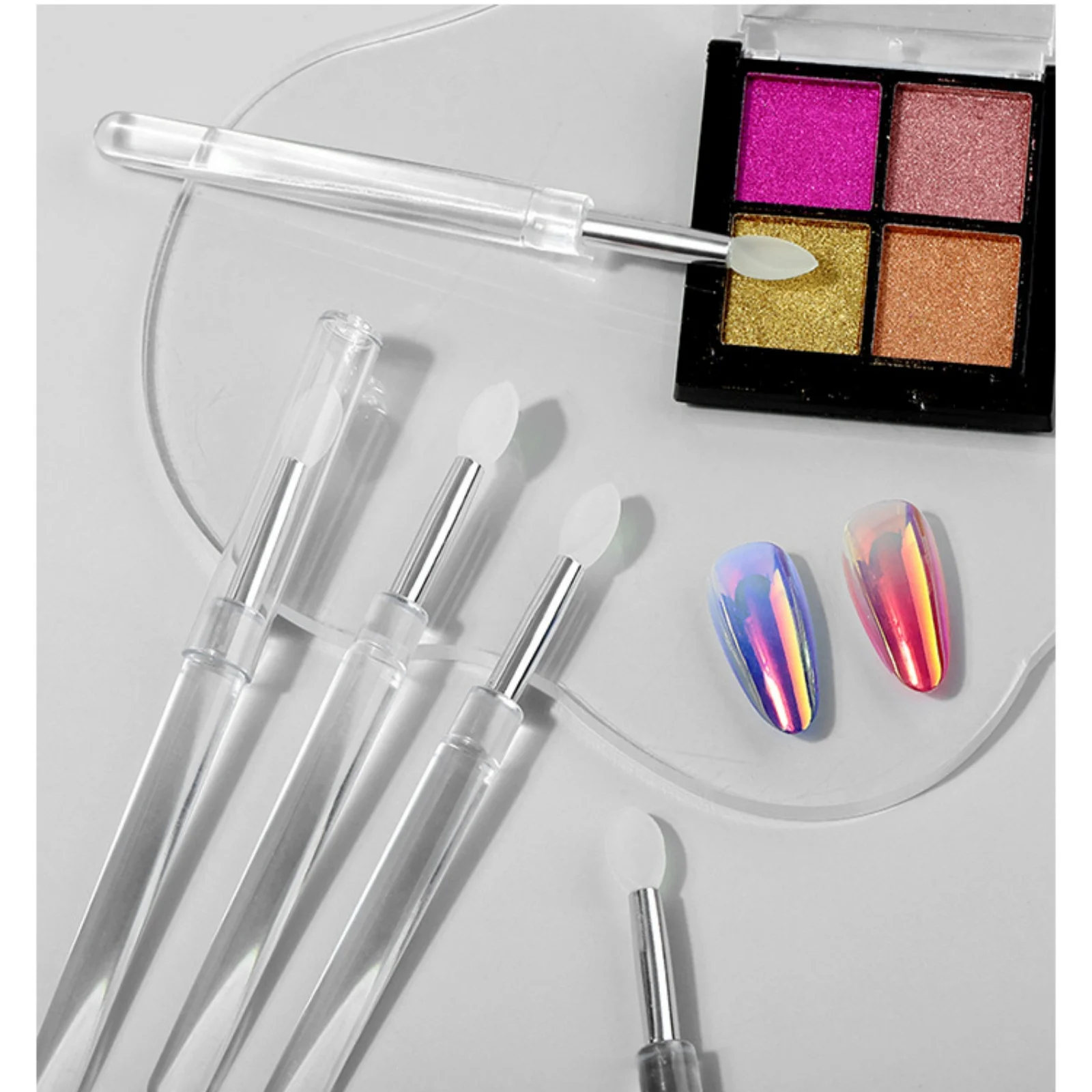 5 قطعة مسمار الفنون سيليكون قضيب العصي قابلة لإعادة الاستخدام الكروم بريق تطبيق مانيكير أداة جديدة سهلة Daub الصباغ سيليكون مسمار برو #1