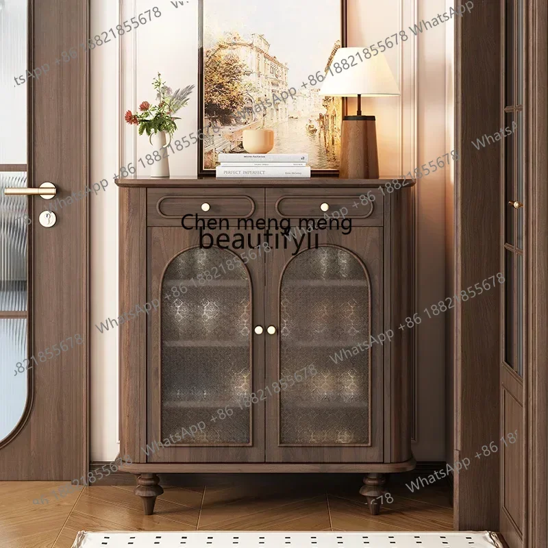 X armoire à chaussures française en bois massif amérique du nord noyer noir américain lumière luxe maison rangement armoire à chaussures rétro StorageQ