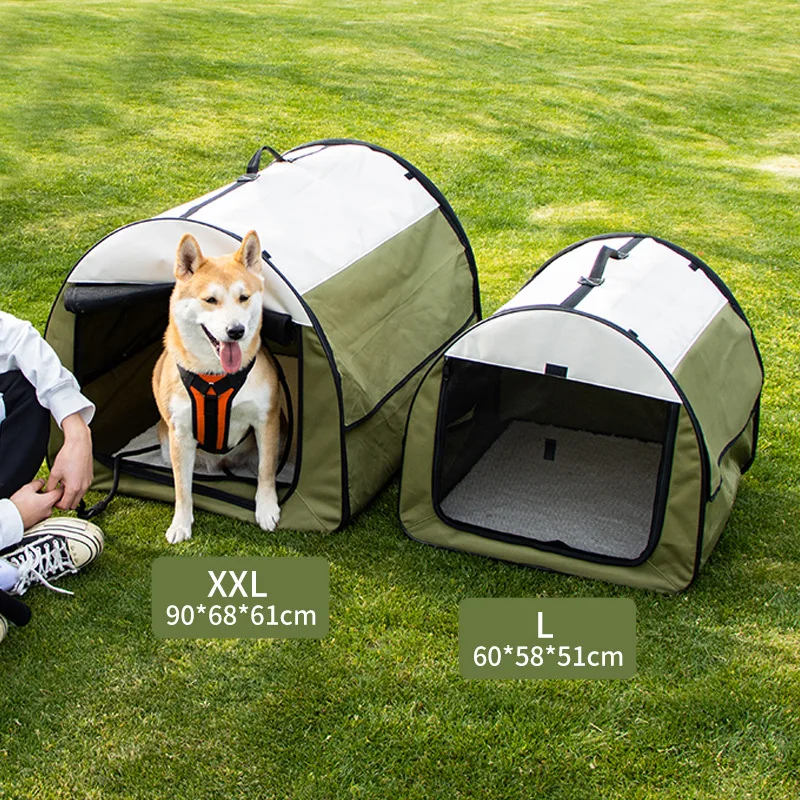 ​All-Season Dog House & Cat Tent, Large Pet Carrier for Outdoor & Car Use, Semi-Enclosed Wipeable Design