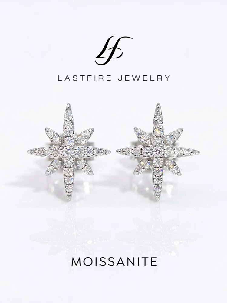 Echte Moissanit-Diamant Stellar Spikes Ohrringe für Damen 925 Sterling Silber Jubiläums-Luxus Hochwertige Feine Schmuckstücke – Detail 1